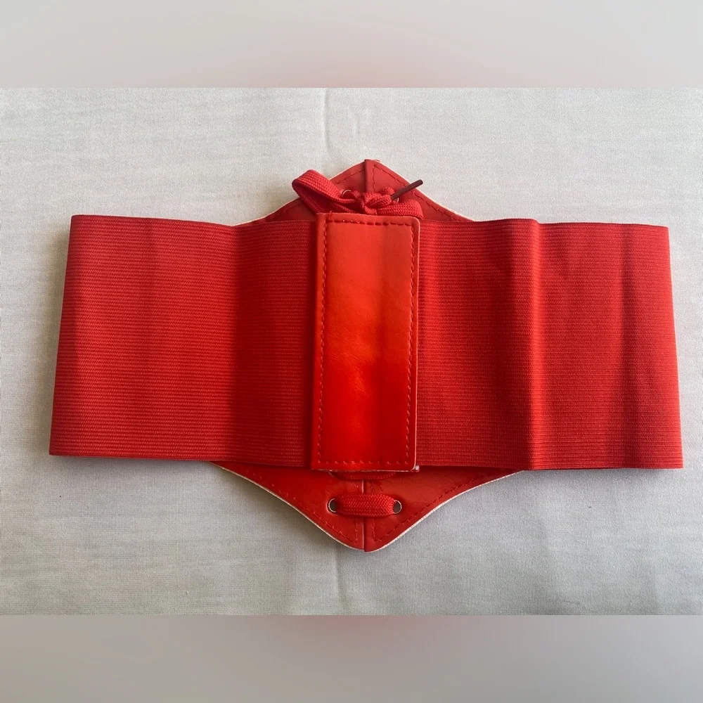 Corset Style Wide Girdle Red Fashion Elastic‎ Faux Leather Skinny Elastic Belt